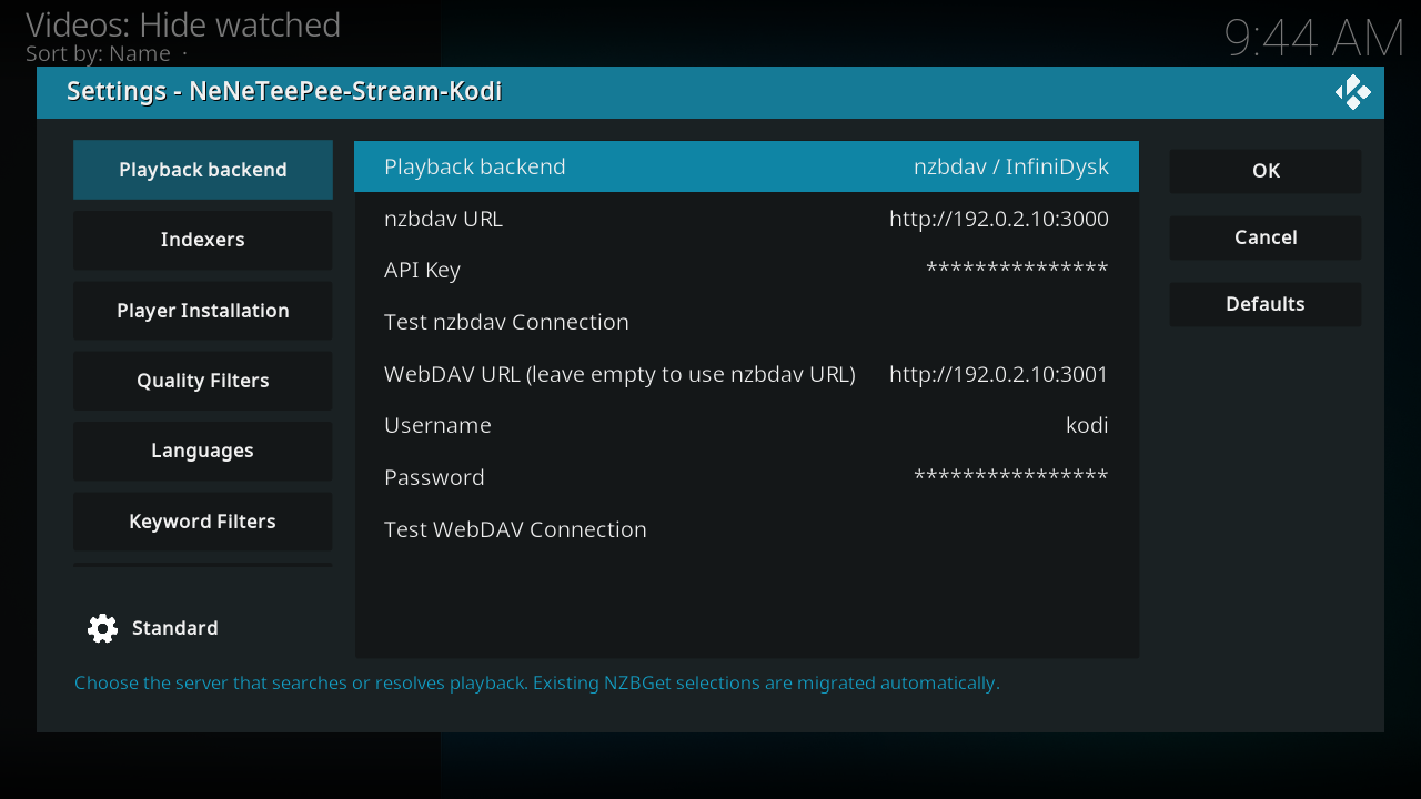 Playback backend, view 1