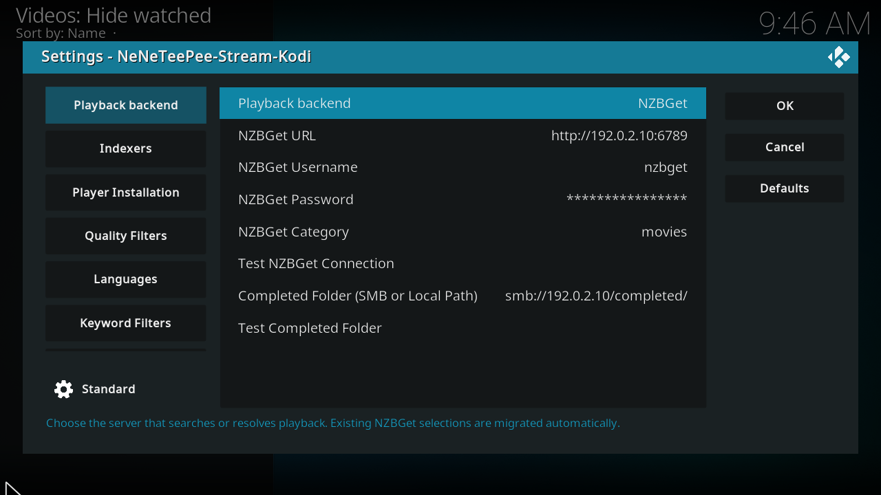 Playback backend, view 2
