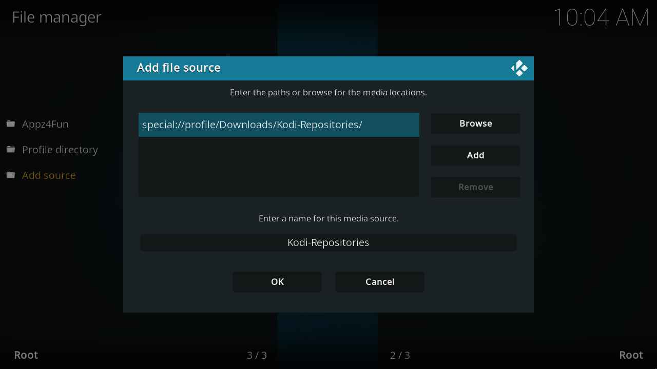 Add a folder containing the repository ZIP as a file source